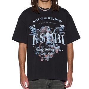 NWOT Ksubi Men's Spirit Ekcess Graphic T-Shirt In Charcoal